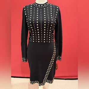 INC International Concepts Black Studded Long Sleeve Dress - NWT